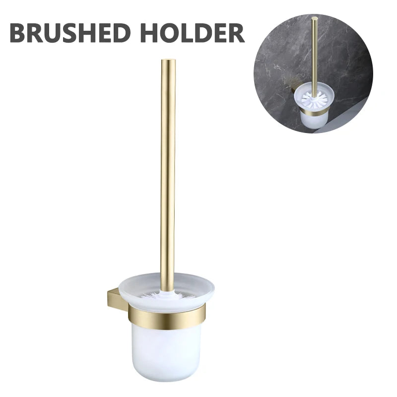 Brushed Gold Towel Ring Holder Bar Rack Brush/Paper