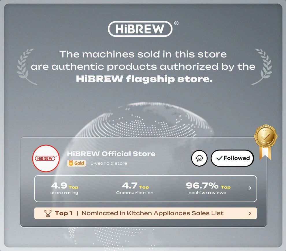 Hibrew Coffee Maker Cafetera 20 Bar Inox Semi