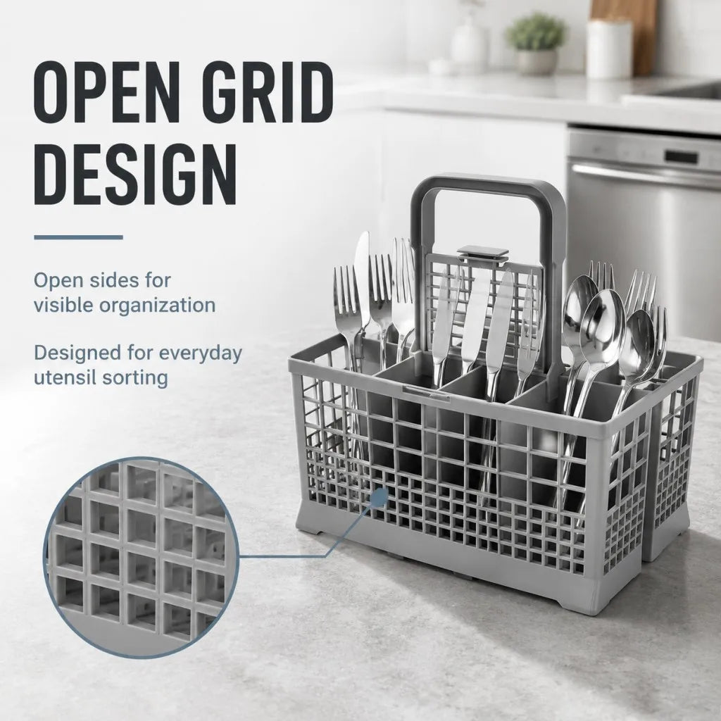 Dishwasher Cutlery Basket Handle Utensil Storage Organizer