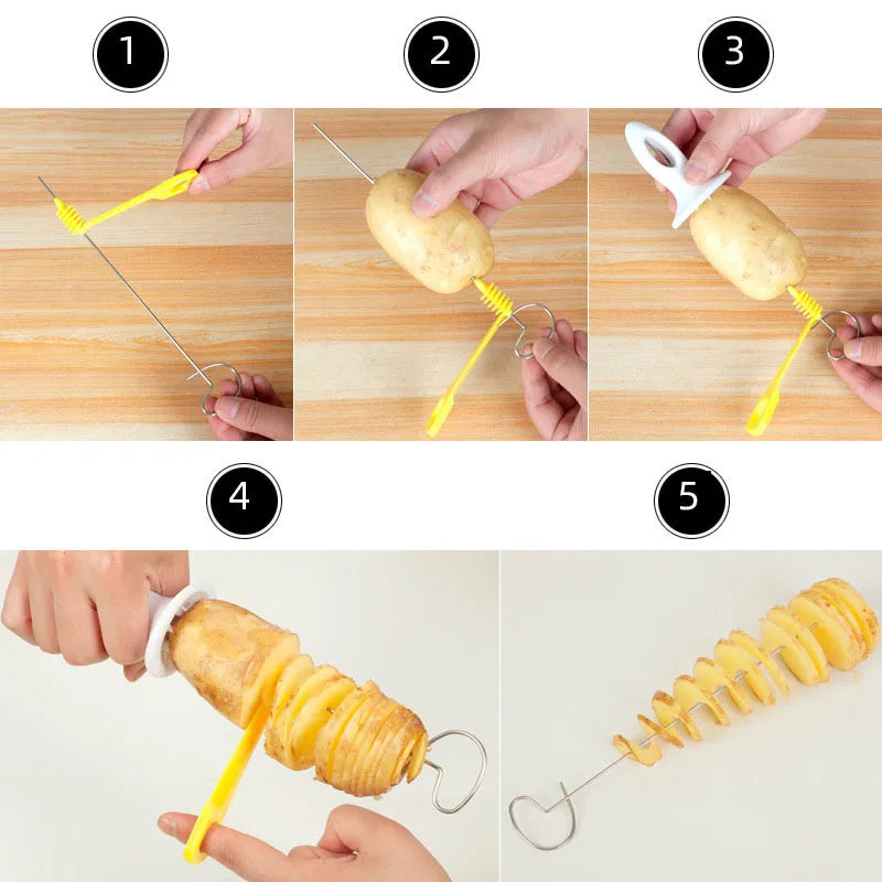 1set Stainless Steel Plastic Rotate Potato Slicer Twisted