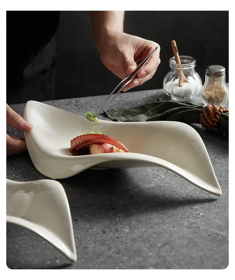 Ceramic Dinner Plate Restaurant Irregular Serving Salad Snack