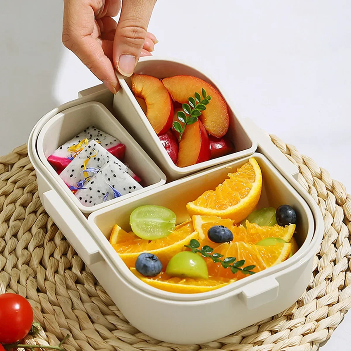 Removable Grids Cute Plastic Divided Lunch Box Kids