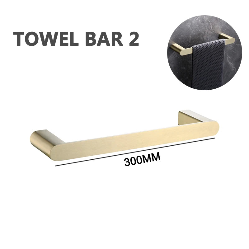 Brushed Gold Towel Ring Holder Bar Rack Brush/Paper