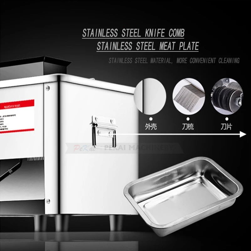 Electric Meat Slicer 150kg/H 5/3 5/5/7mm Commercial Stainless