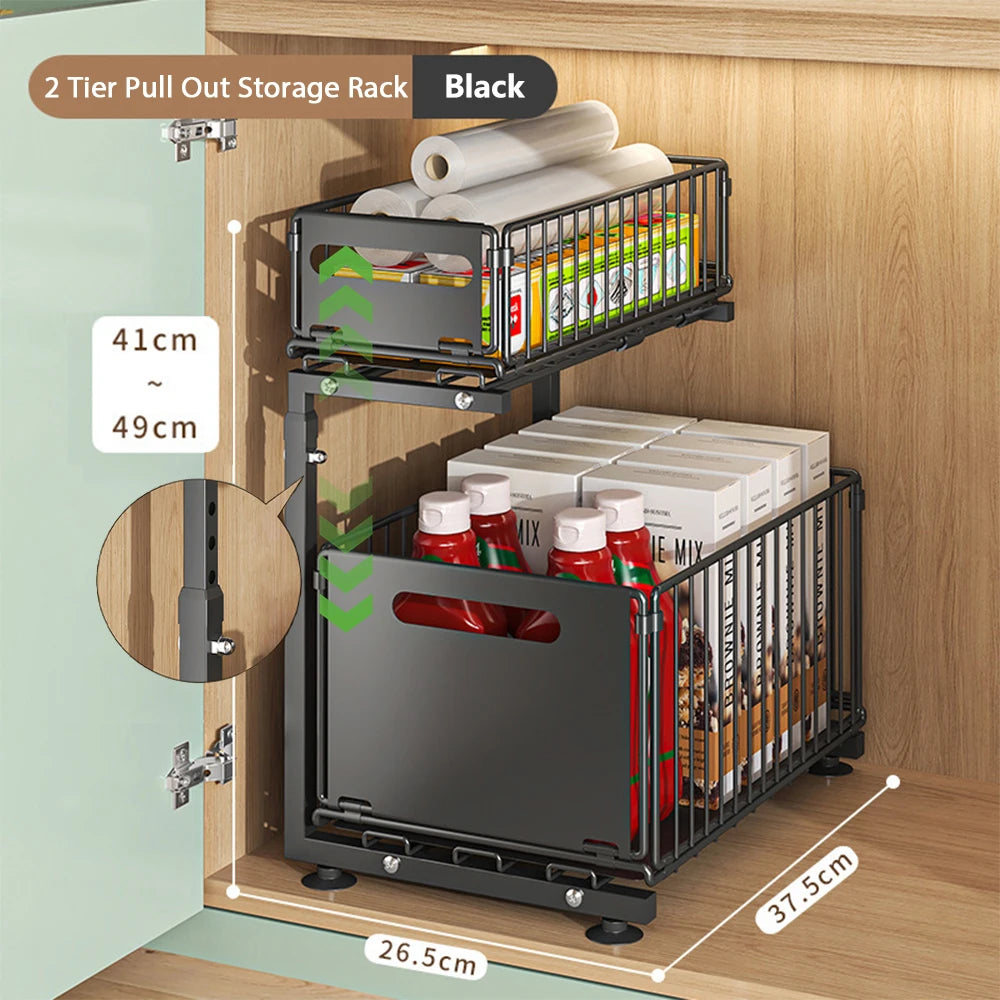 Storage Rack Pull Out Cabinet Organizer Slide Drawer