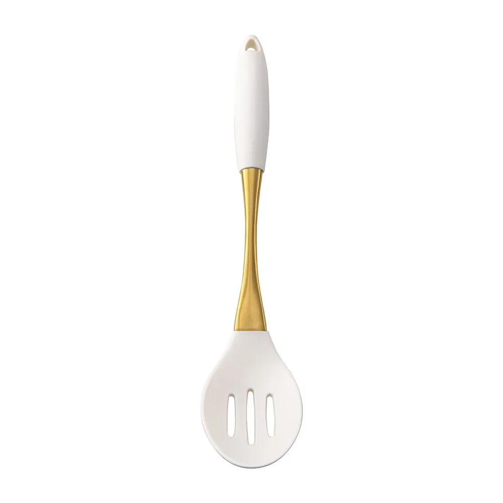 1pc Silicone Kitchenware Cooking Utensils White Gold Spatula