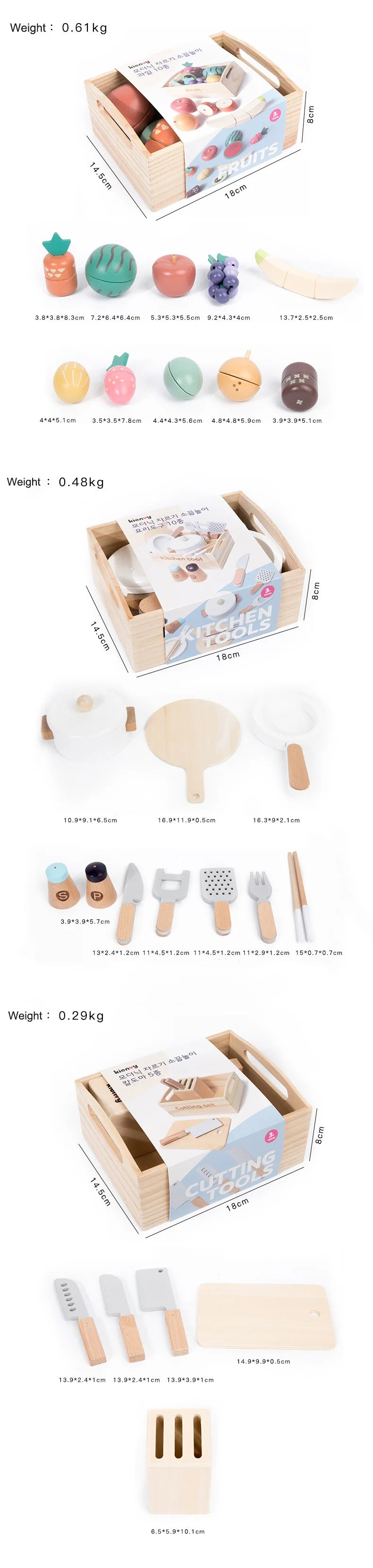 Wooden Pretend Play Toys Cutting Food Fruit Vegetable