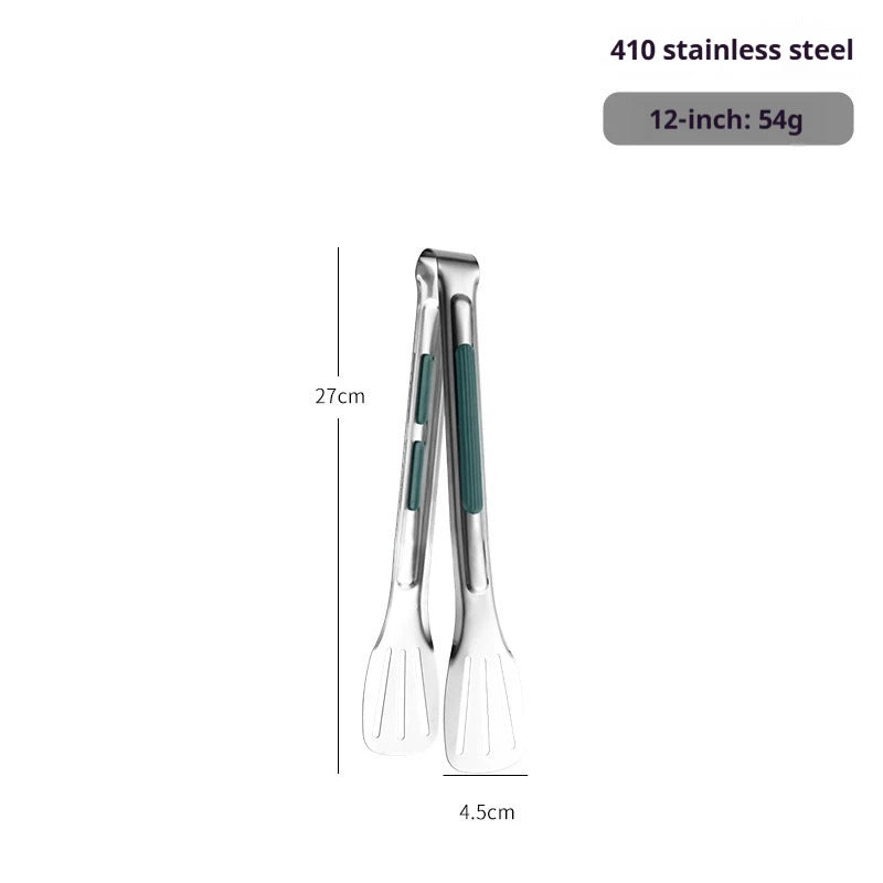 1pc Non Slip Stainless Steel Food Tongs Meat