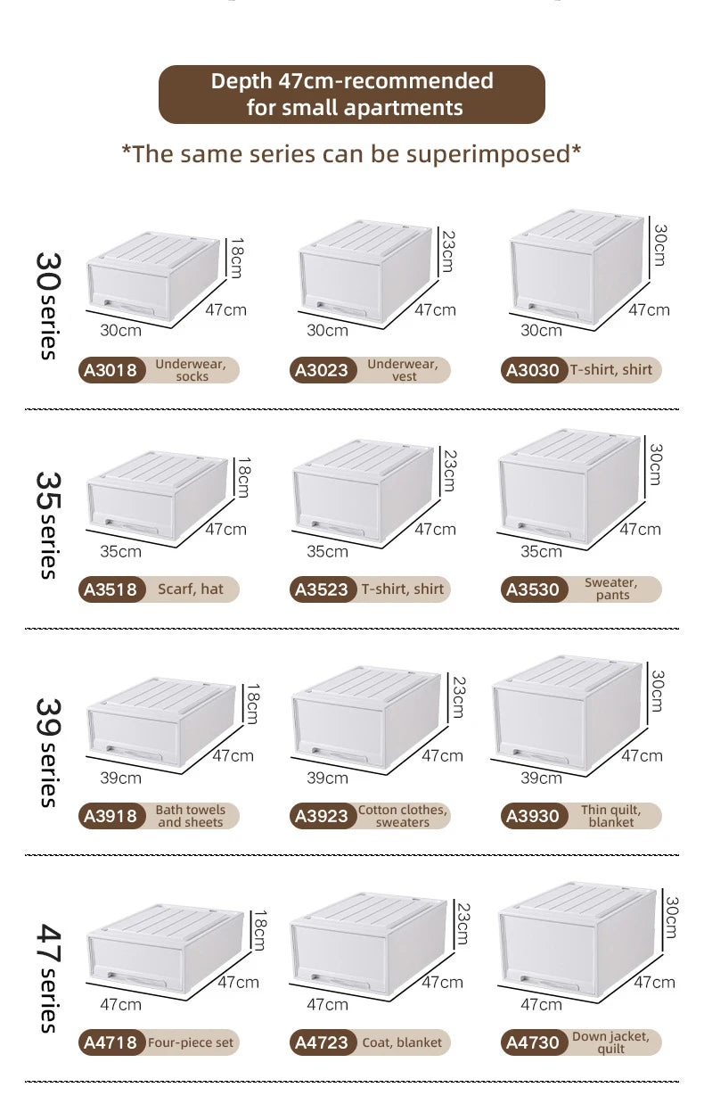 Stacking Storage Drawer Boxes Large Capacity Wardrobe Drawer