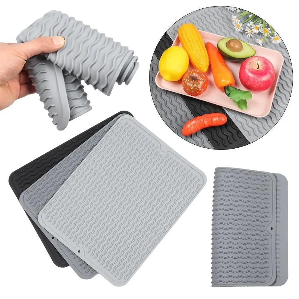 1pcs Wave Draining Pad Silicone Drying Mat Non-Slip