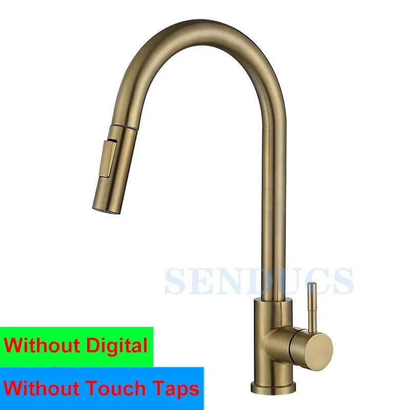 Smart Digital Touch On Faucets Pull Down Cold