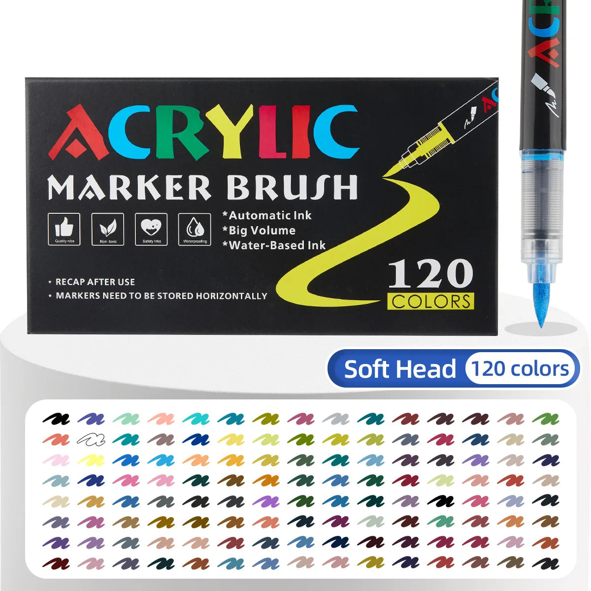 12-168 Colors Acrylic Paint Pens Markers Brush Tip