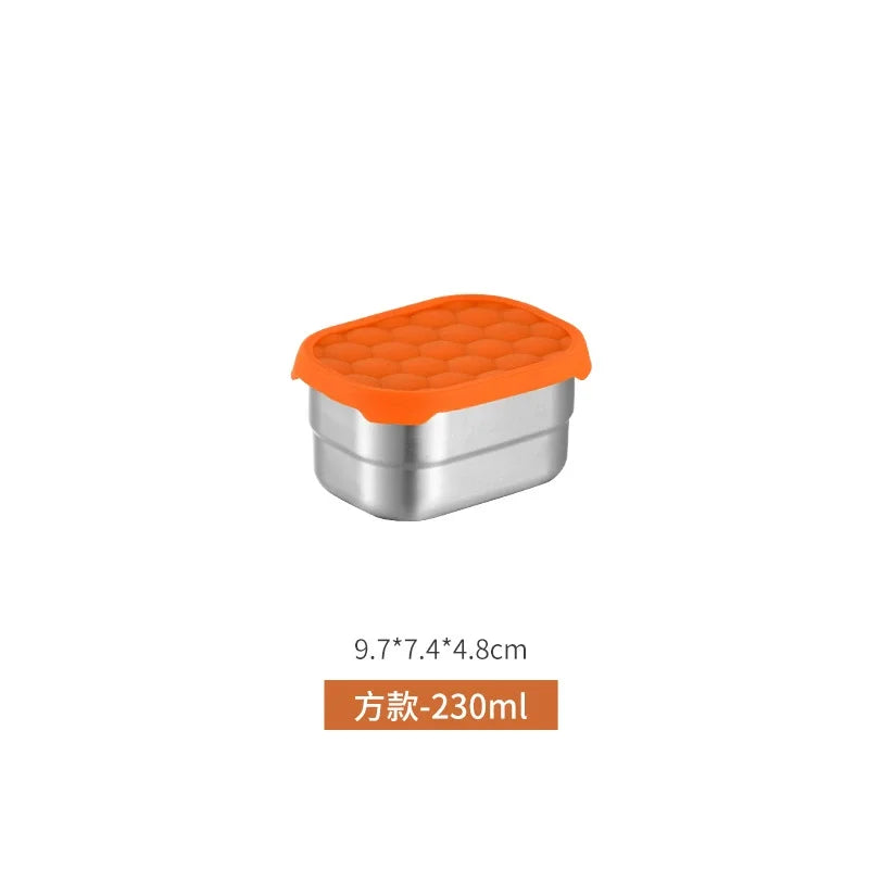 Stainless Steel Food Storage Box Silicone Lid Lunch