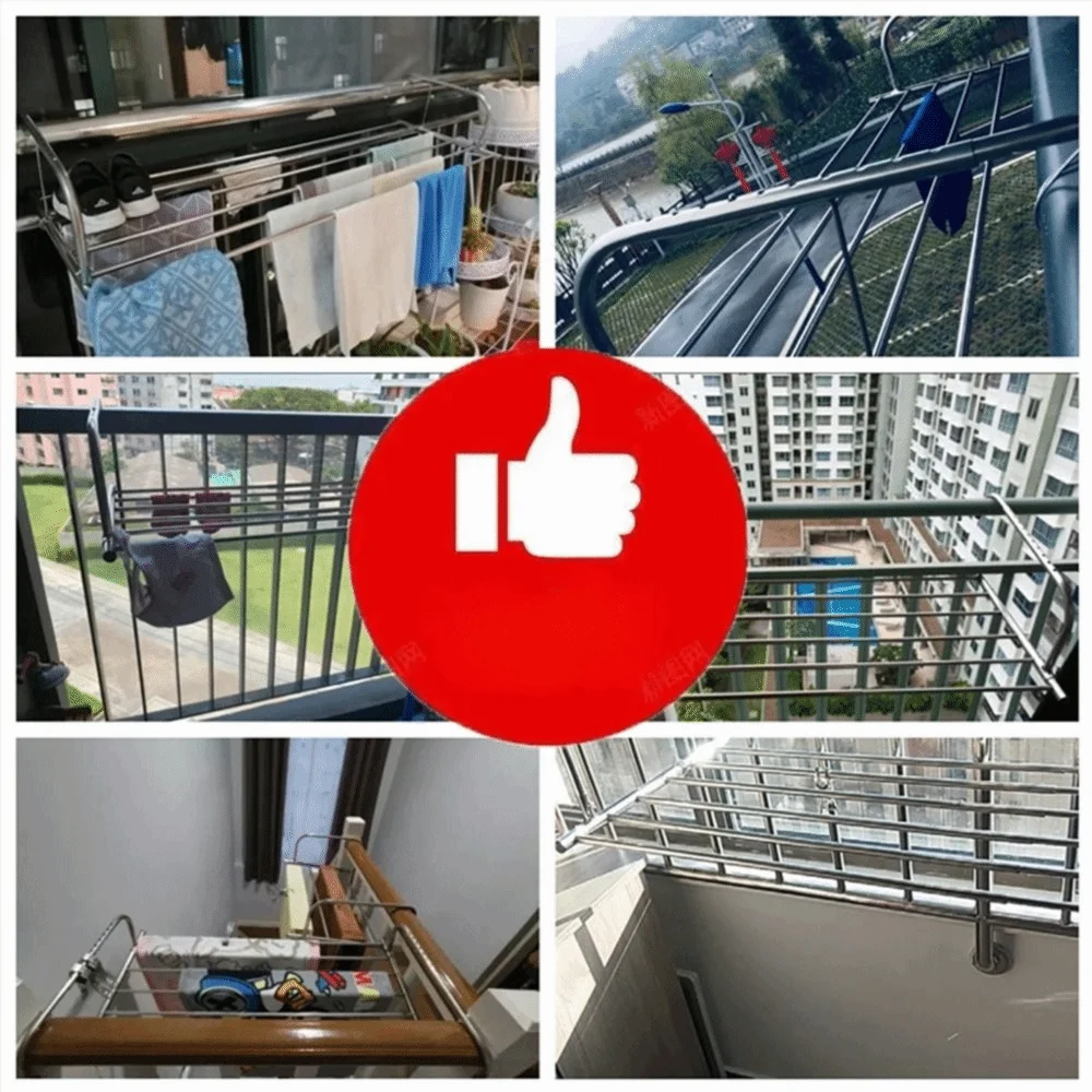 Scalable Clothes Drying Rack Stainless Steel Adjustable Balcony
