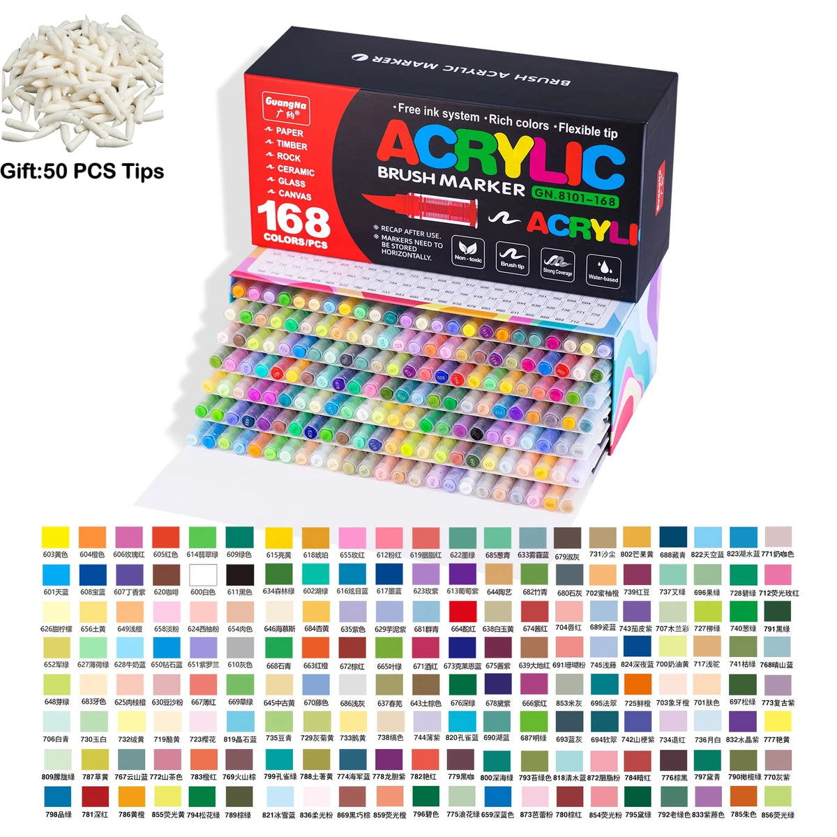 Guangna 12-360 Colors Acrylic Paint Pens Pencil Brush