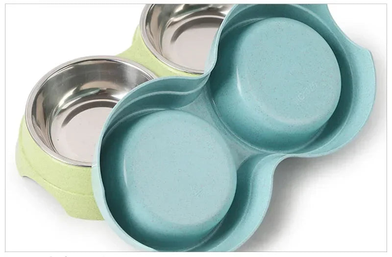 Antislip Double Dog Bowl Silicone Mat Durable Stainless