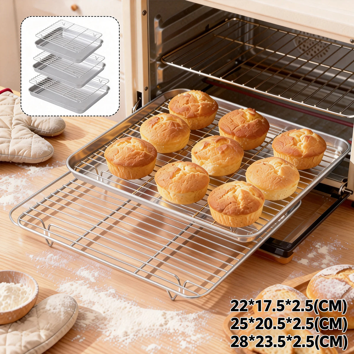 Baking Tray Removable Cooling Rack Stainless Steel Baking
