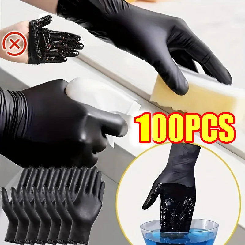 10-100pcs Gloves Disposible Latex Black Nitrile Pvc Gloves