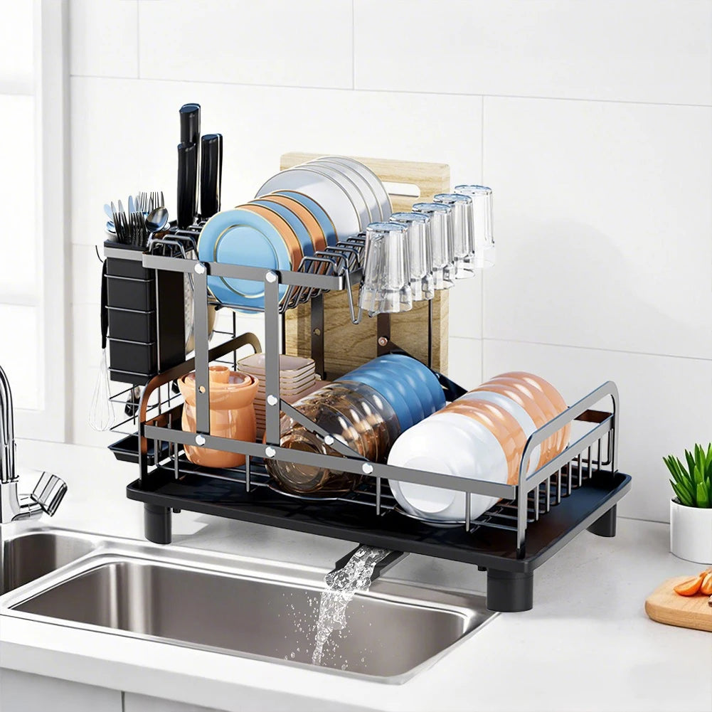 Tier Dish Drainer Rack - Dish Rack Utensil