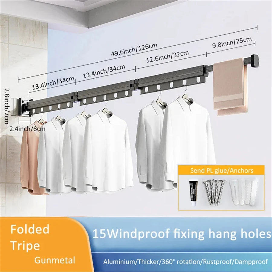 No Punching Folding Clothes Dryer Wall Mounted Drying