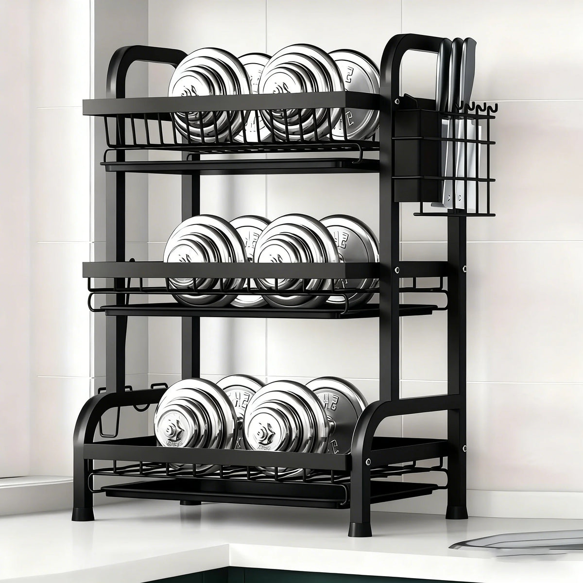 Large 2-3 Tier Vertical Dish Rack/Utensil Holder Storage