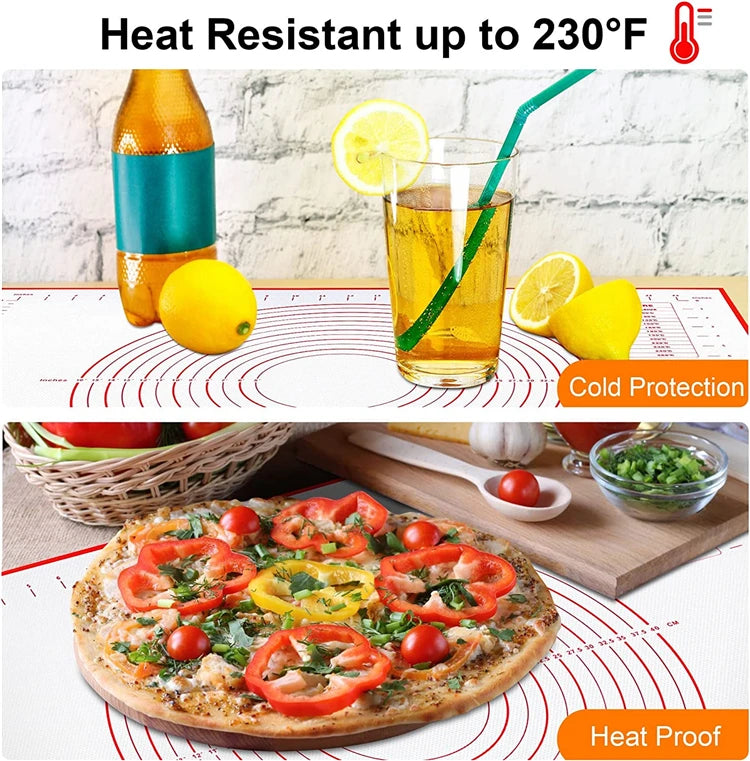 Non Slip Silicone Pastry Mat Measurements Nonstick Thick