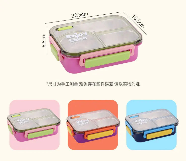 304 Stainless Steel Divided Lunch Box Fork Multi-Compartment