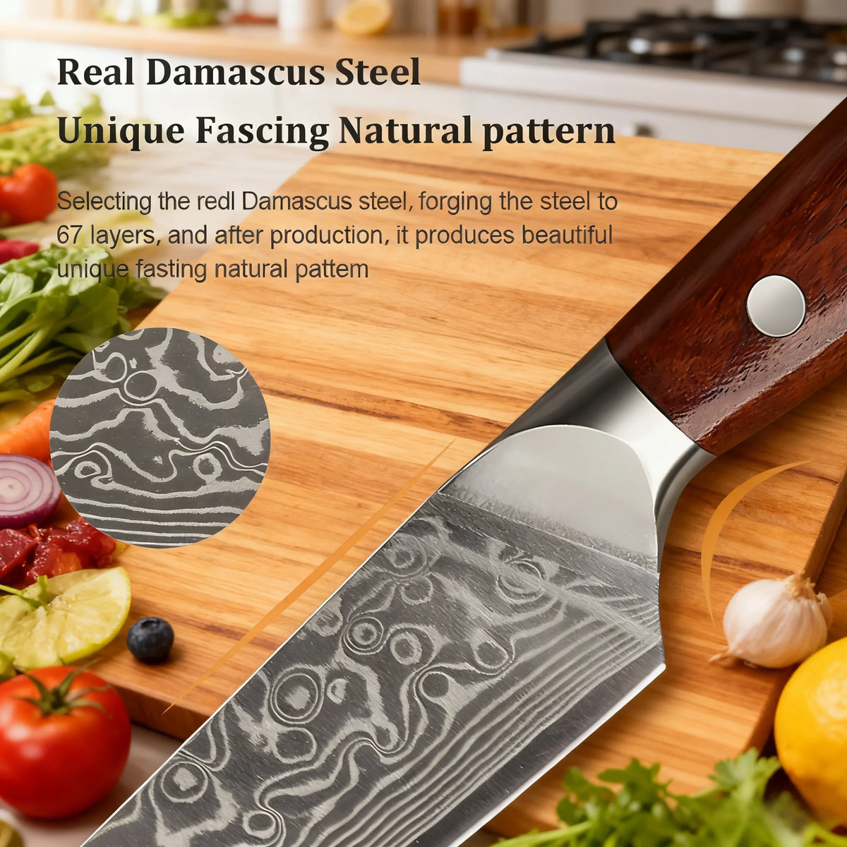 1/2/3/4pcs 67 Layer Damascus Steel Knife Fruit Vegetable