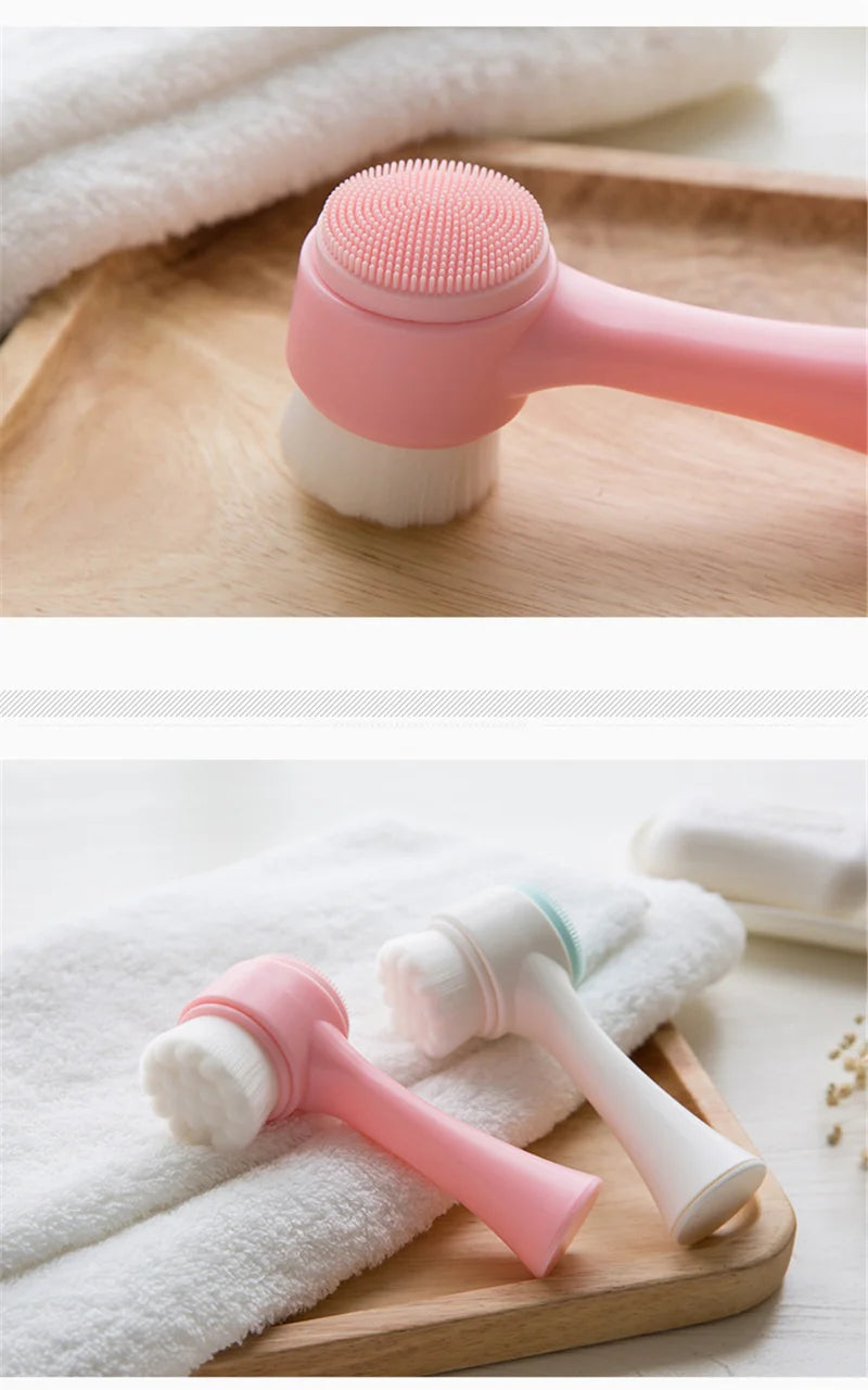 3d Double Silicone Facial Cleansing Brush Massage Facial