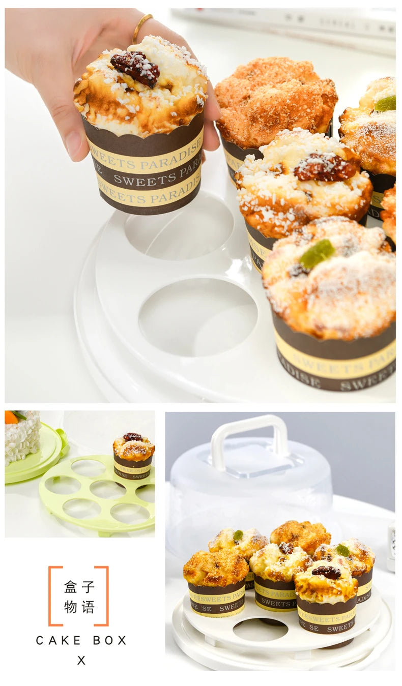 Plastic Round Cake Box Carrier Handle Pastry Storage