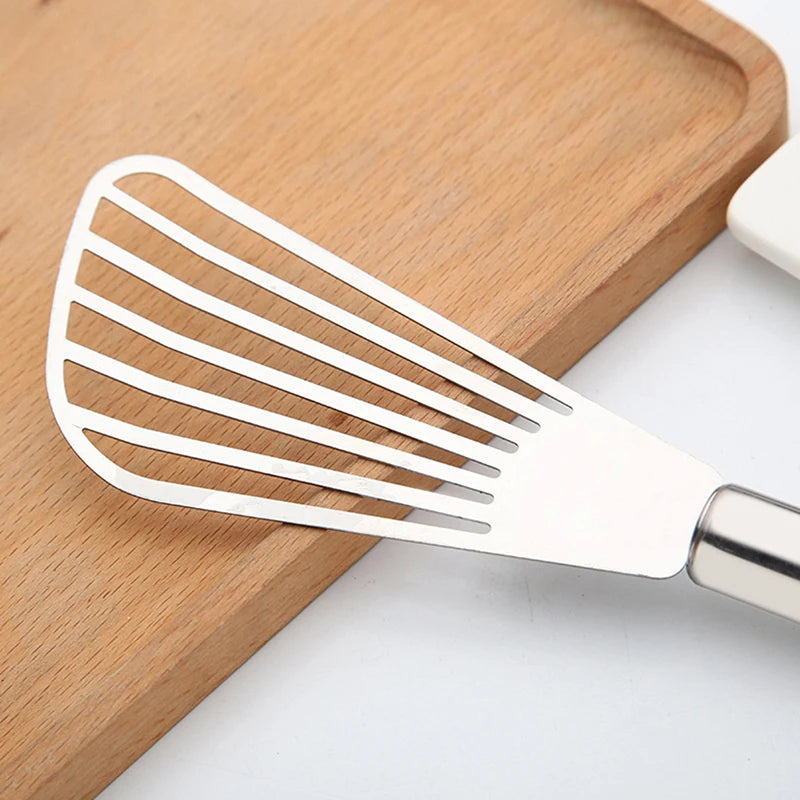 1pc Stainless Steel Slotted Fish Turner Spatula Flexible