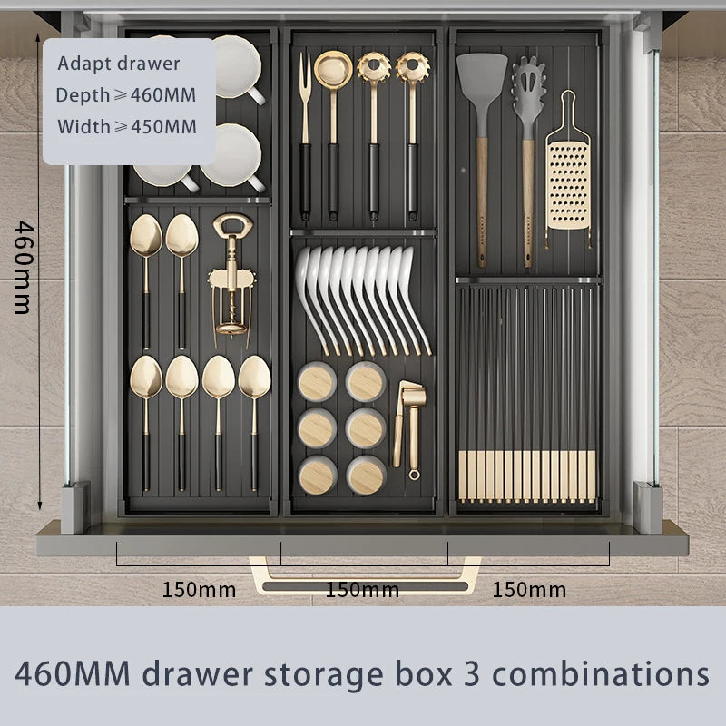 Adjustable Dish Rack Under Cabinet Drawer Spoon Chopsticks