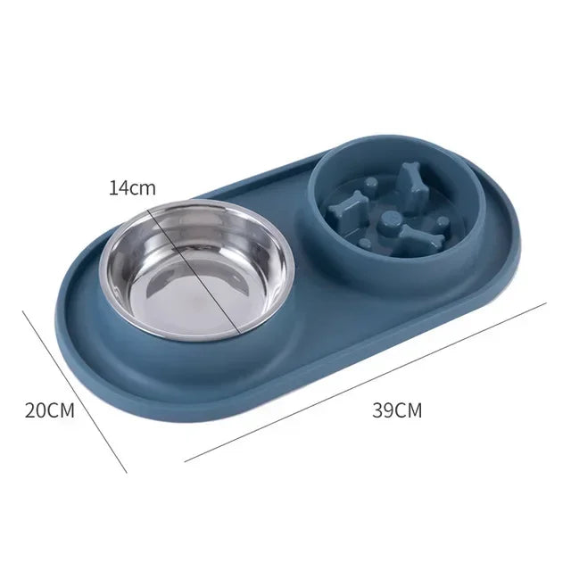 Dog Double Bowl Silicone Mat Cat Pet Food