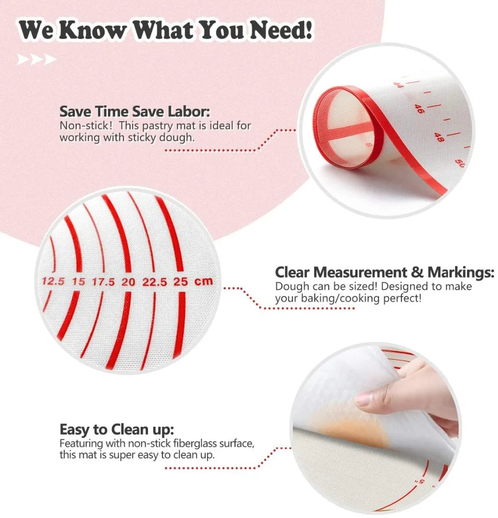 Untior 1pcs Silicone Baking Mat Kneading Pad Dough
