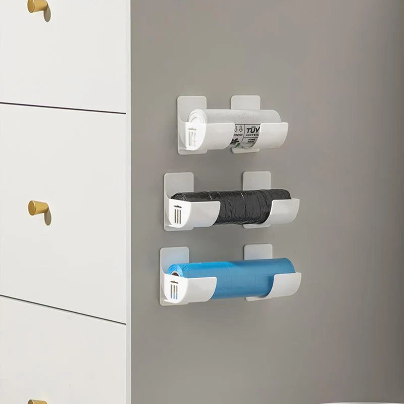 Punch-Free 4-Pack Storage Rack Plastic Wrap Garbage Bag
