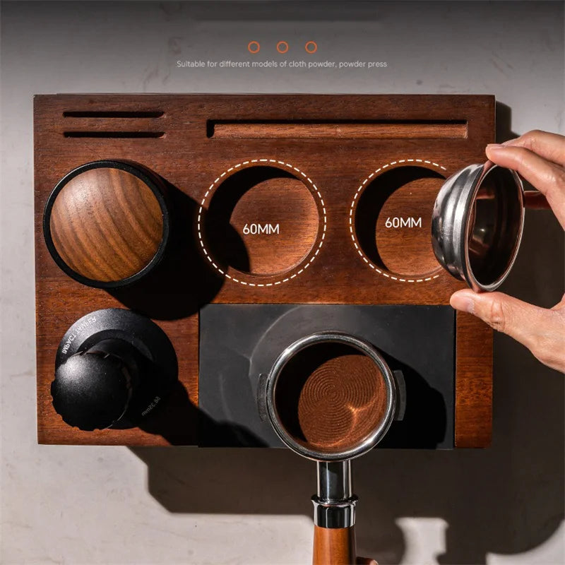 51-58mm Universal Coffee Tamper Station Stand Wooden Coffee