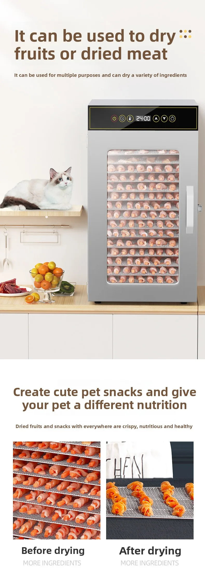 Premium 18-Tier Stainless Steel Food Dehydrator Commercial &