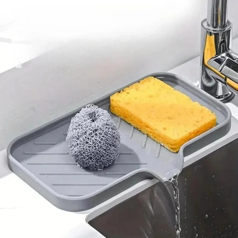 1pcs Sink Silicone Tray Drain Soap Sponge Storage