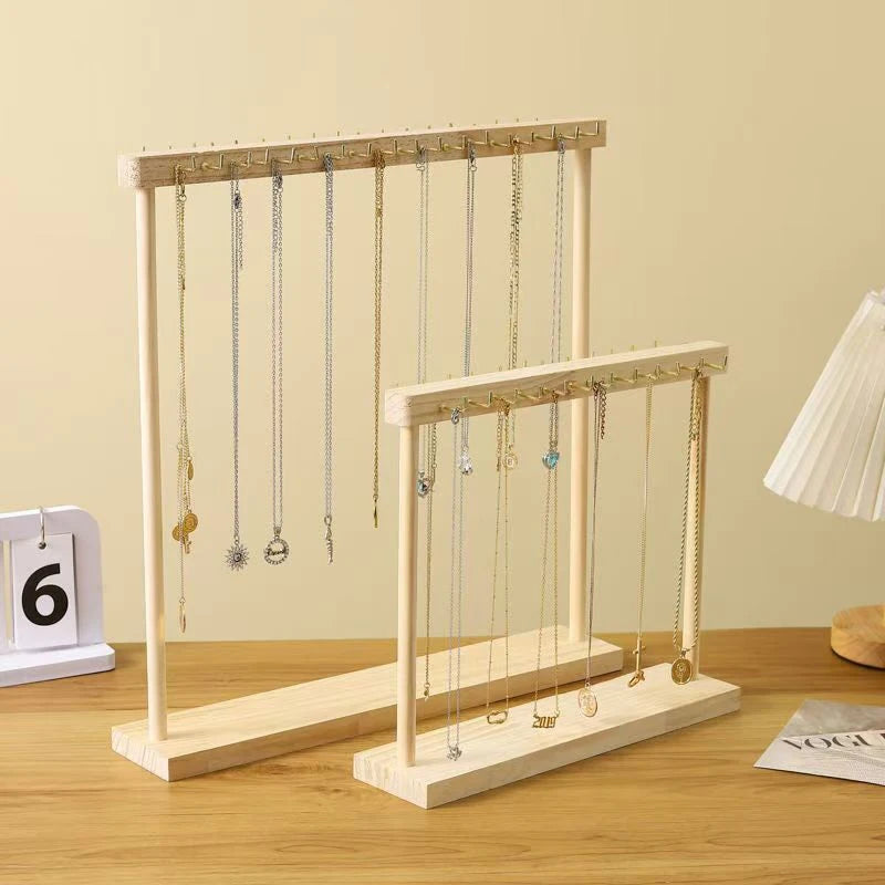 Jewelry Organizer Display Stand Solid Wood Necklace Hanging