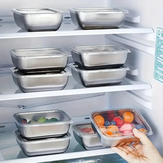 4-Piece Food Grade Stainless Steel Stackable Food Storage
