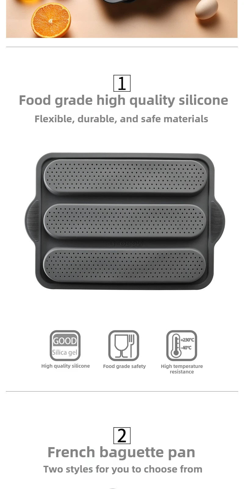 Silicone Baking Mold & Grid Nonstick Loaf Pan