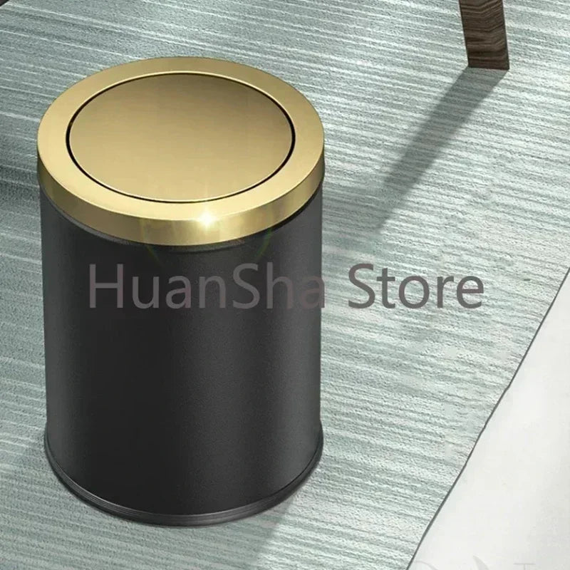 Stainless Steel Trash Can Gold Bathroom Bedroom Recycle