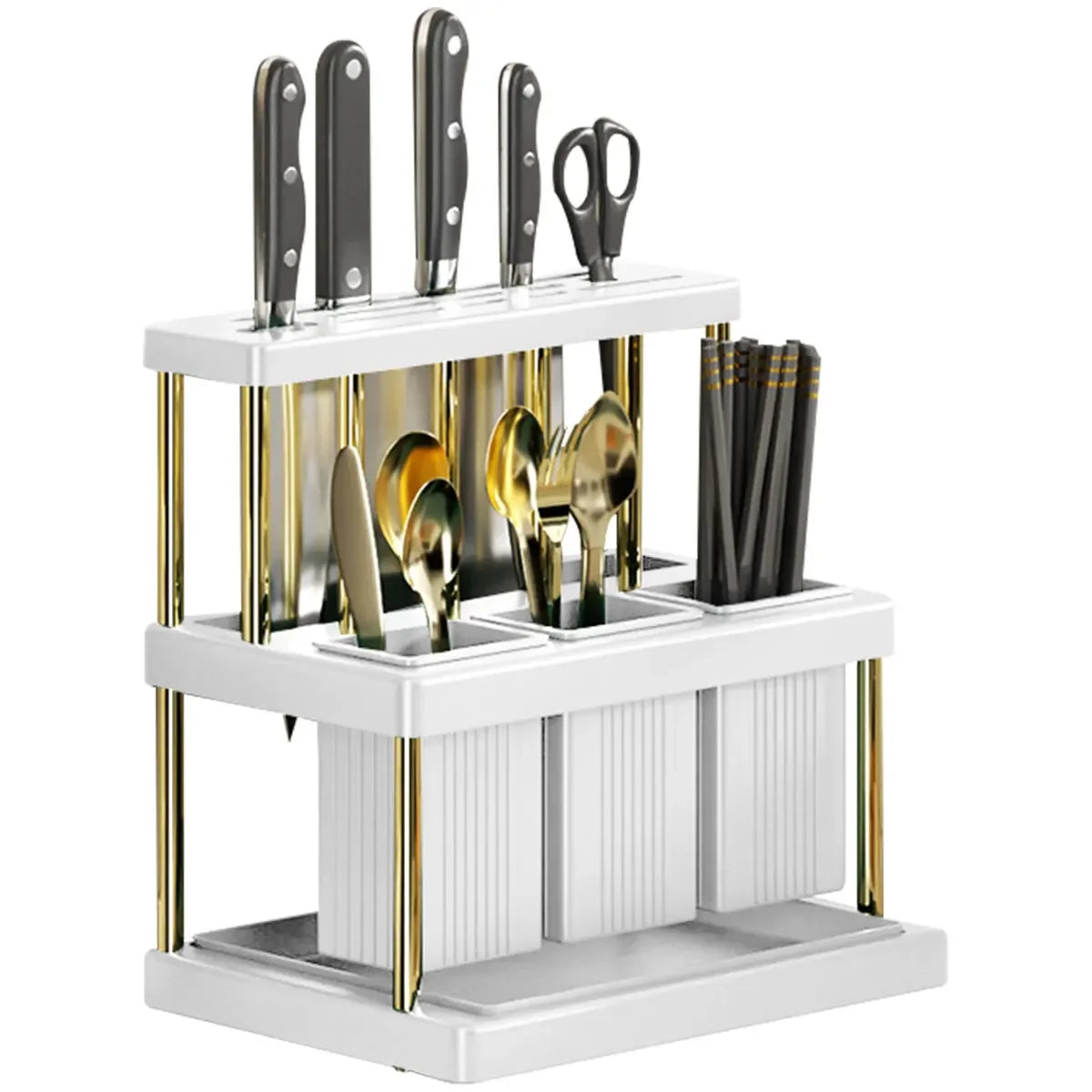 Knife Holder Multi-Function Cutter Cutlery Drainer Rack Pp