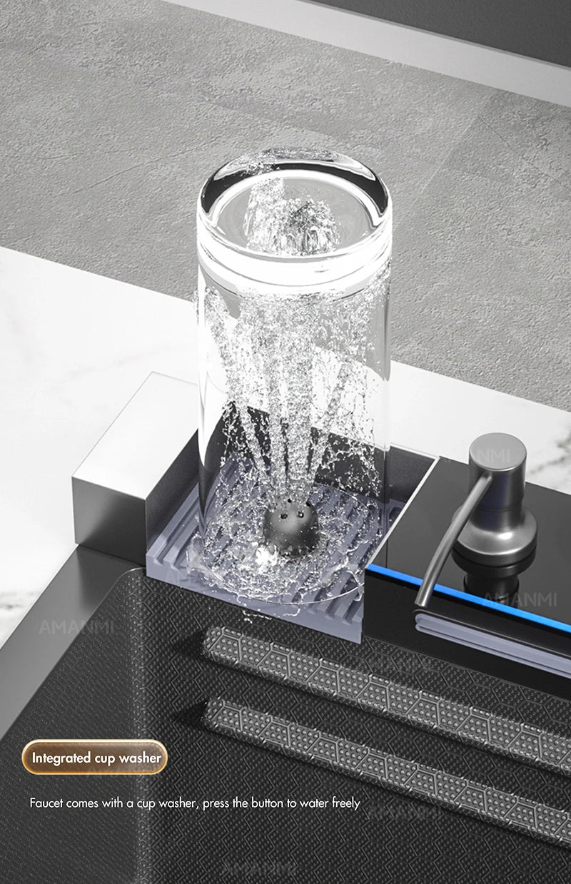 304 Stainless Steel Waterfall Sink Large Slot Integrated