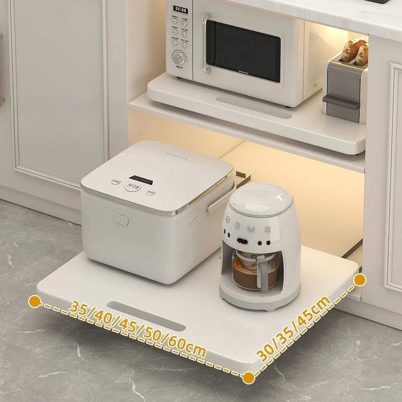 Solid Wood Pull-Out Tray Slide-Out Rack Microwave Rice