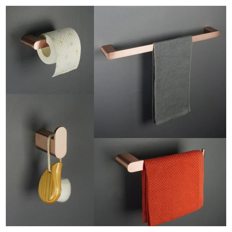 Brushed Rose Gold Towel Rack/Clothes Hook/Cup Holder/Soap