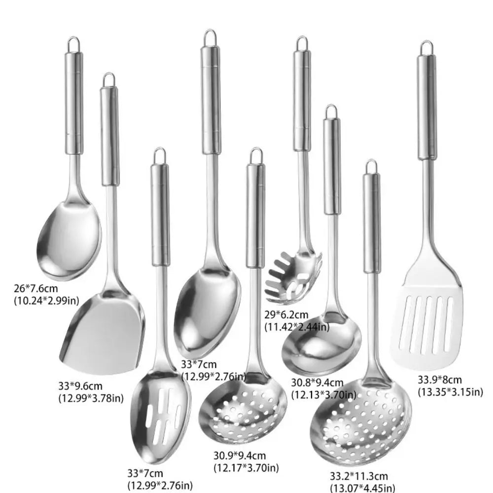 9pcs Cookware Stainless Steel Cooking Utensils Rust-Proof Durable
