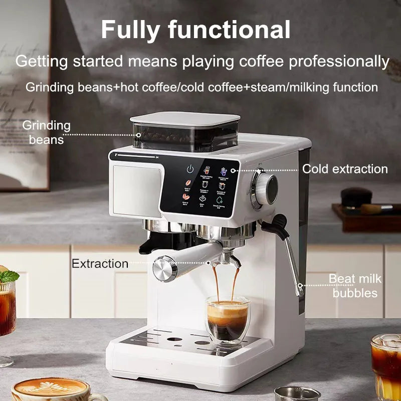 2-In-1 Cold & Coffee Maker Built-In Grinder &