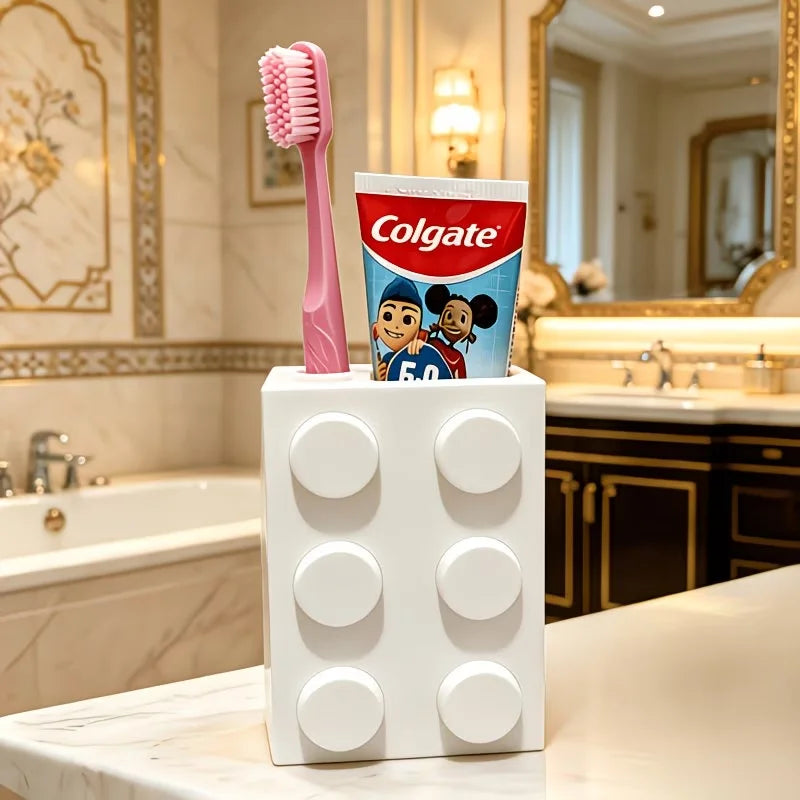Cute Building Block Toothbrush Storage Rack Multi-Purpose