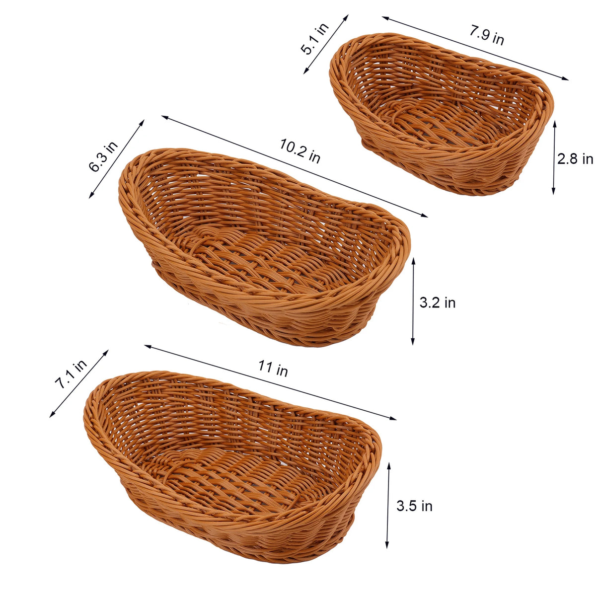 Handmade Oval Rattan Bread Basket Woven Food Fruit